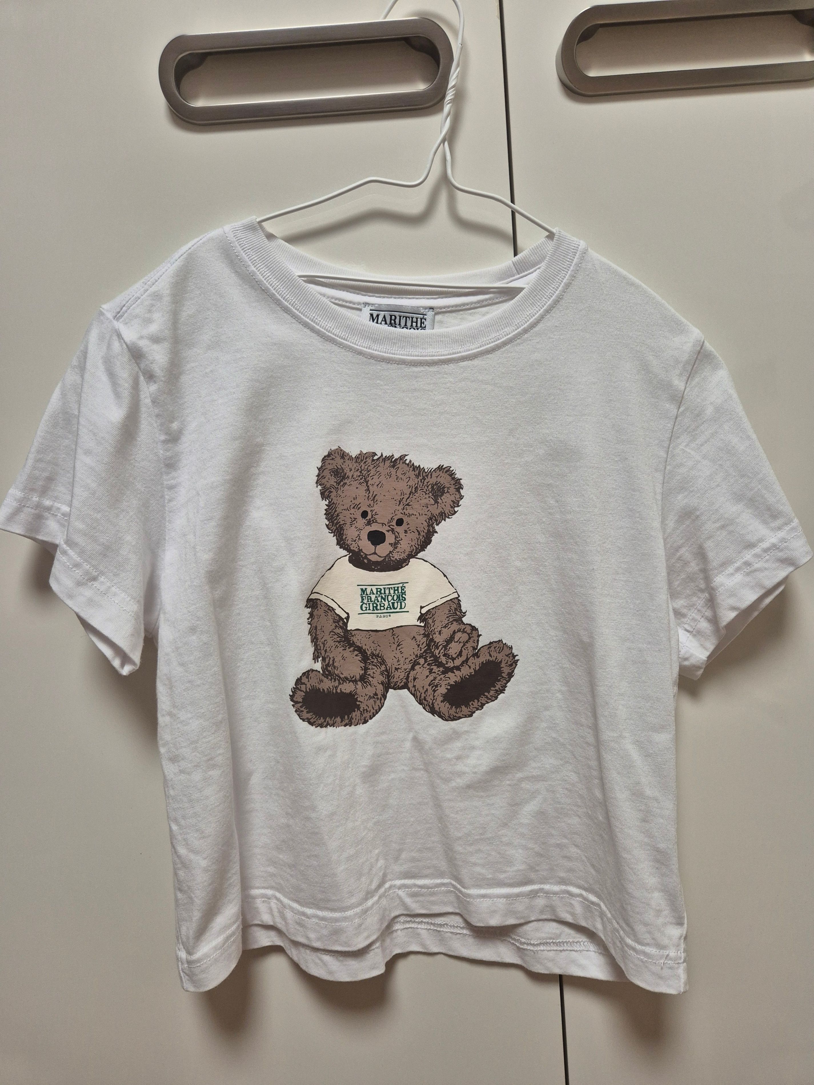 MUSINSA | MARITHÉ W DOODLE BEAR CROP TEE white/beige