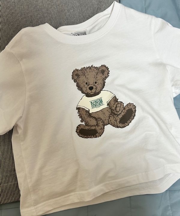 MUSINSA | MARITHÉ W DOODLE BEAR CROP TEE navy