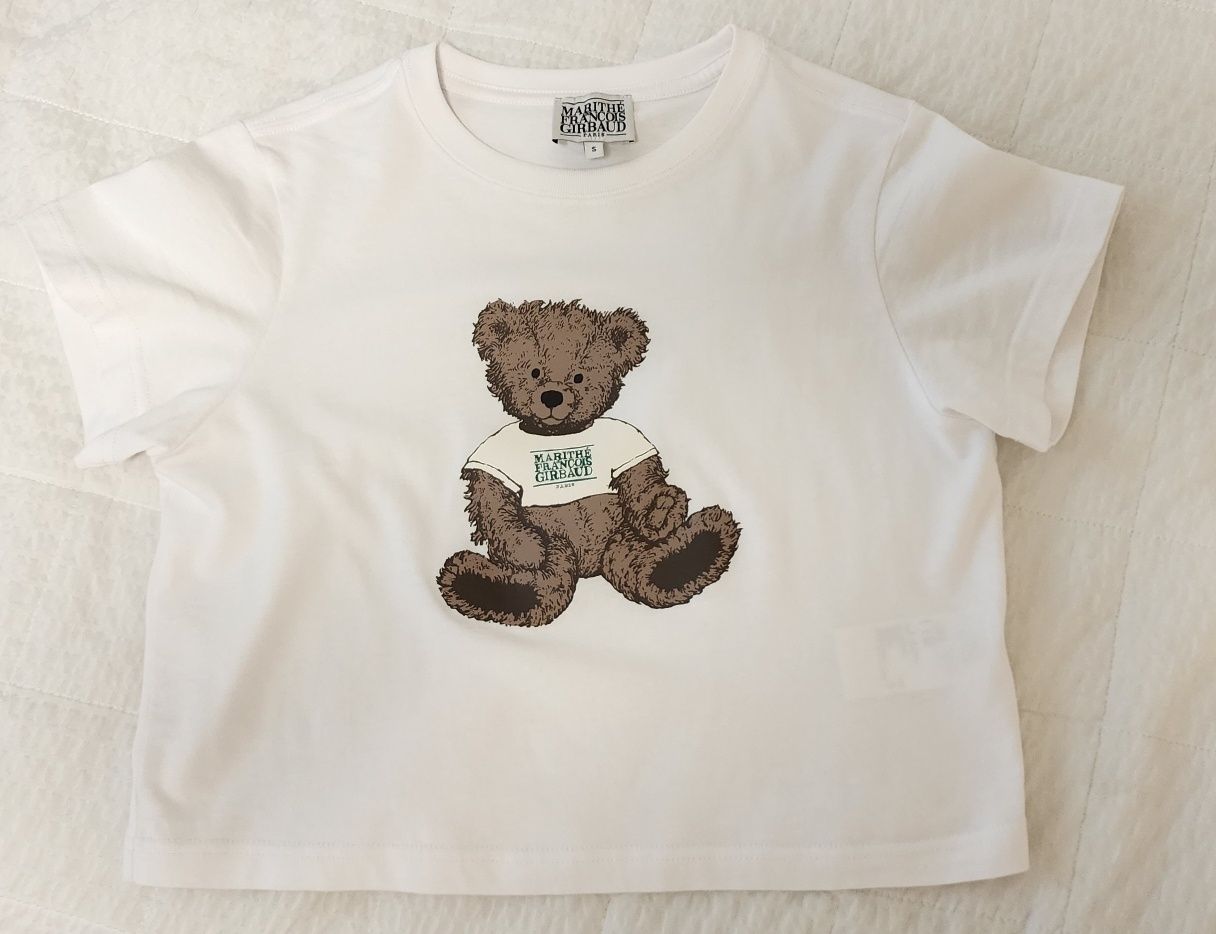 ★Marithe + Francois Girbaud★ W DOODLE BEAR CROP TEE whiteb W DOODLE BEAR CROP TEE