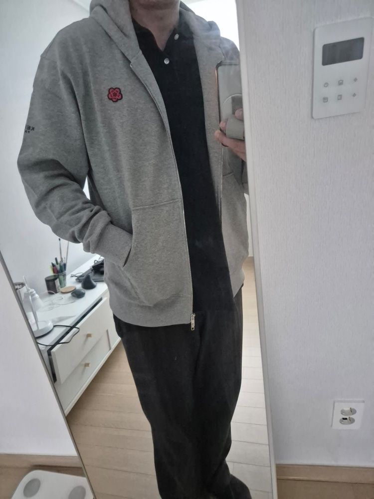 ★KENZO★ Bokeh Flower Full Zip-Up Hood Pearl Gray FE65SW225 MUSINSA | KENZO Bokeh Flower Full Zip-Up Hood - Pearl Grey