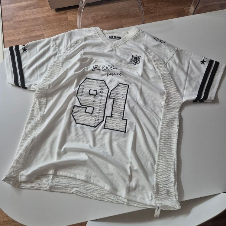 MUSINSA | BADBLOOD Crochet 91 Football Jersey Large Fit - White