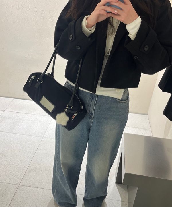 MUSINSA | MATIN KIM NYLON BOSTON BAG IN BLACK