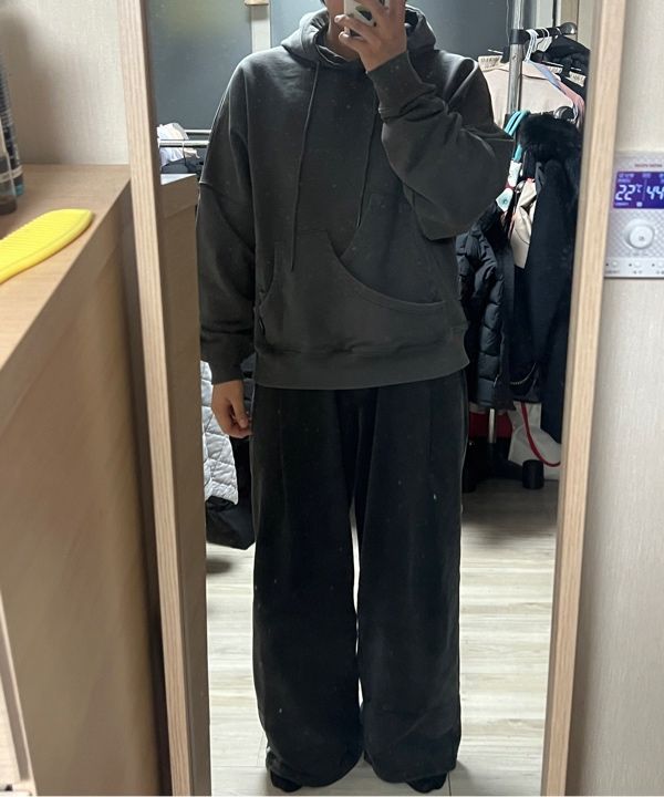 【AJO AJOBYAJO】24FW★ Curve Pocket Washed Hoodie MUSINSA | AJOBYAJO Curve Pocket Washed Hoodie [CHARCOAL]