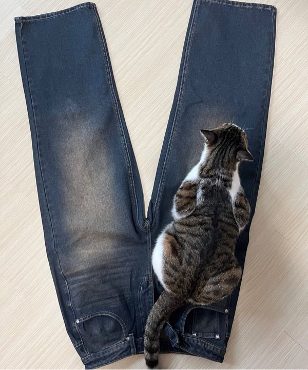 MUSINSA | LEMAIN SECOND Vintage cat-washed wide denim pants