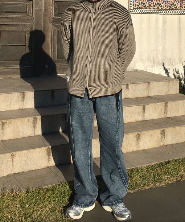 パンツ XTONZ XP236 Leather Mix Curved Denim Pants BLUE XP246BL MUSINSA | XTONZ XP236 Leather Mix Curved Denim Pants (BLUE)