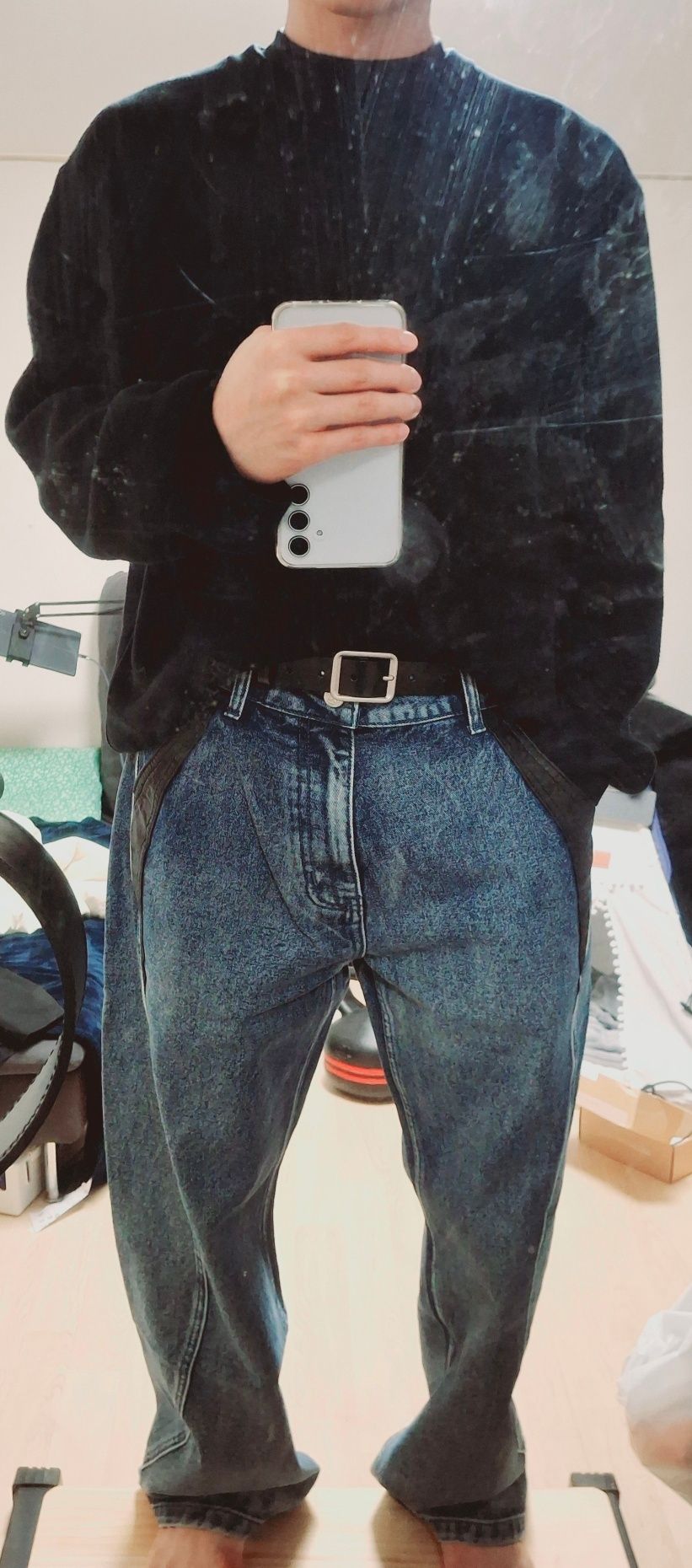パンツ XTONZ XP236 Leather Mix Curved Denim Pants BLACK XP246BK MUSINSA | XTONZ XP236 Leather Mix Curved Denim Pants (BLACK)