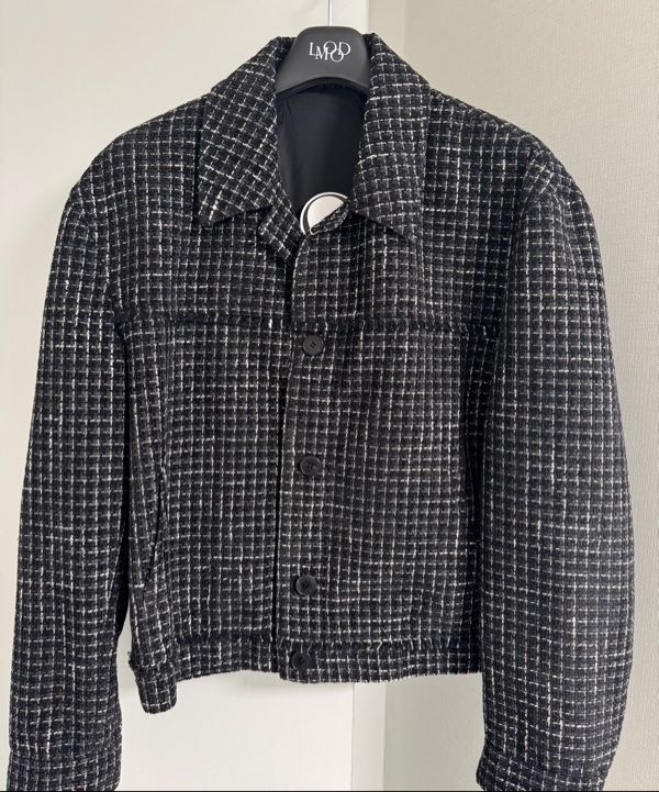MUSINSA | LMOOD Rise tweed trucker jacket deep gray