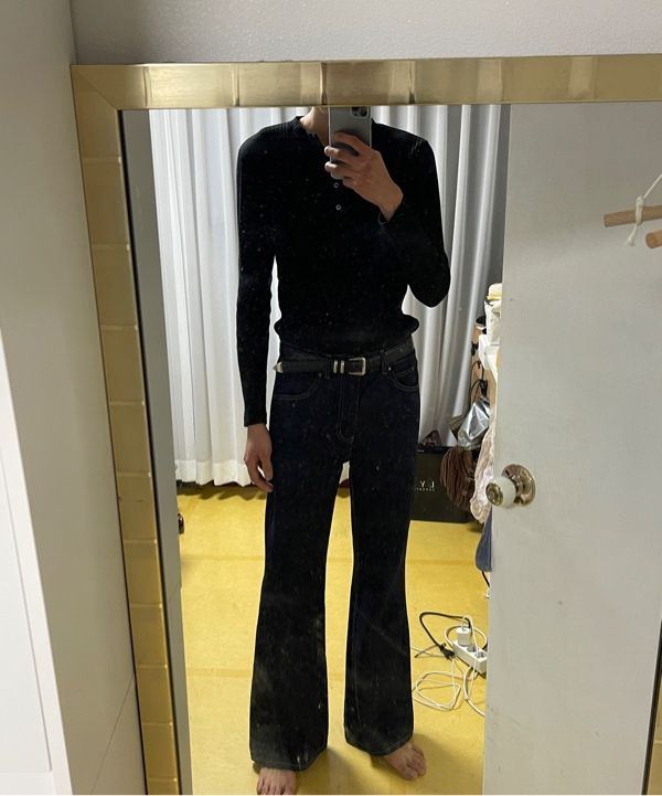 LMOOD ■ Jeanne flare denim MUSINSA | LMOOD Jeanne flare denim pure black