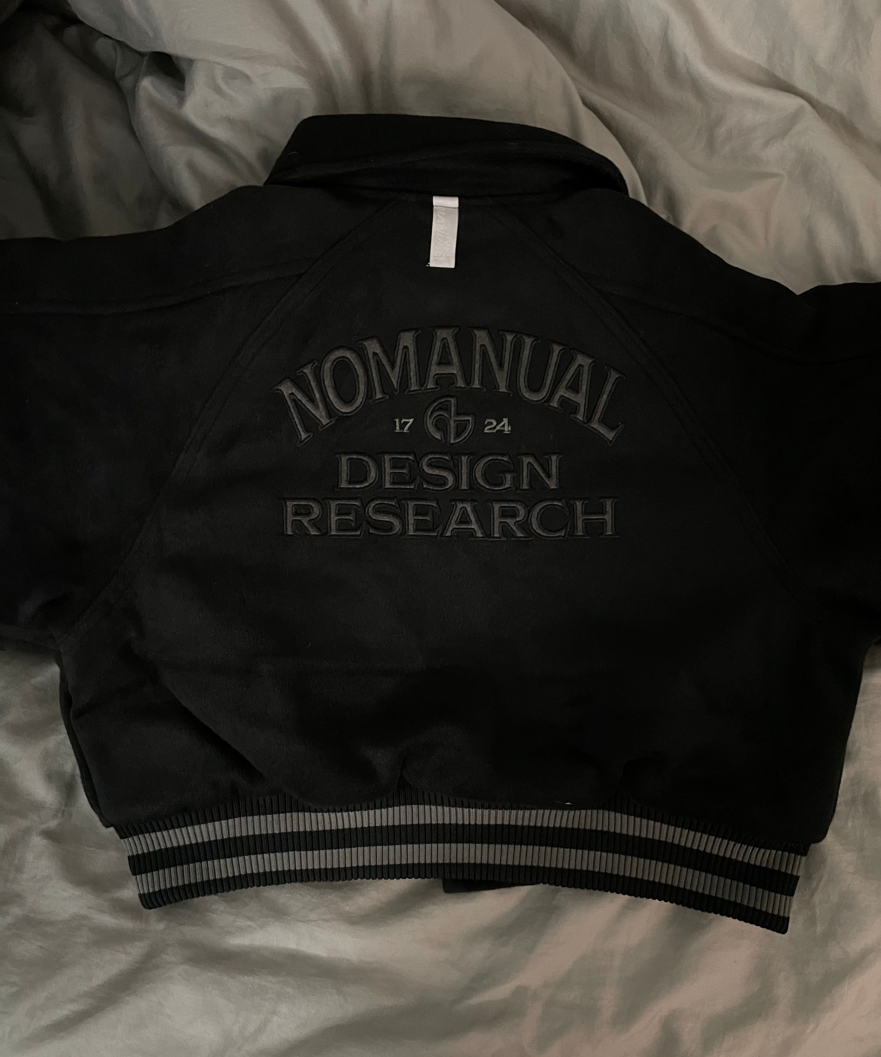 MUSINSA | NOMANUAL W.S VARSITY JACKET - BLACK