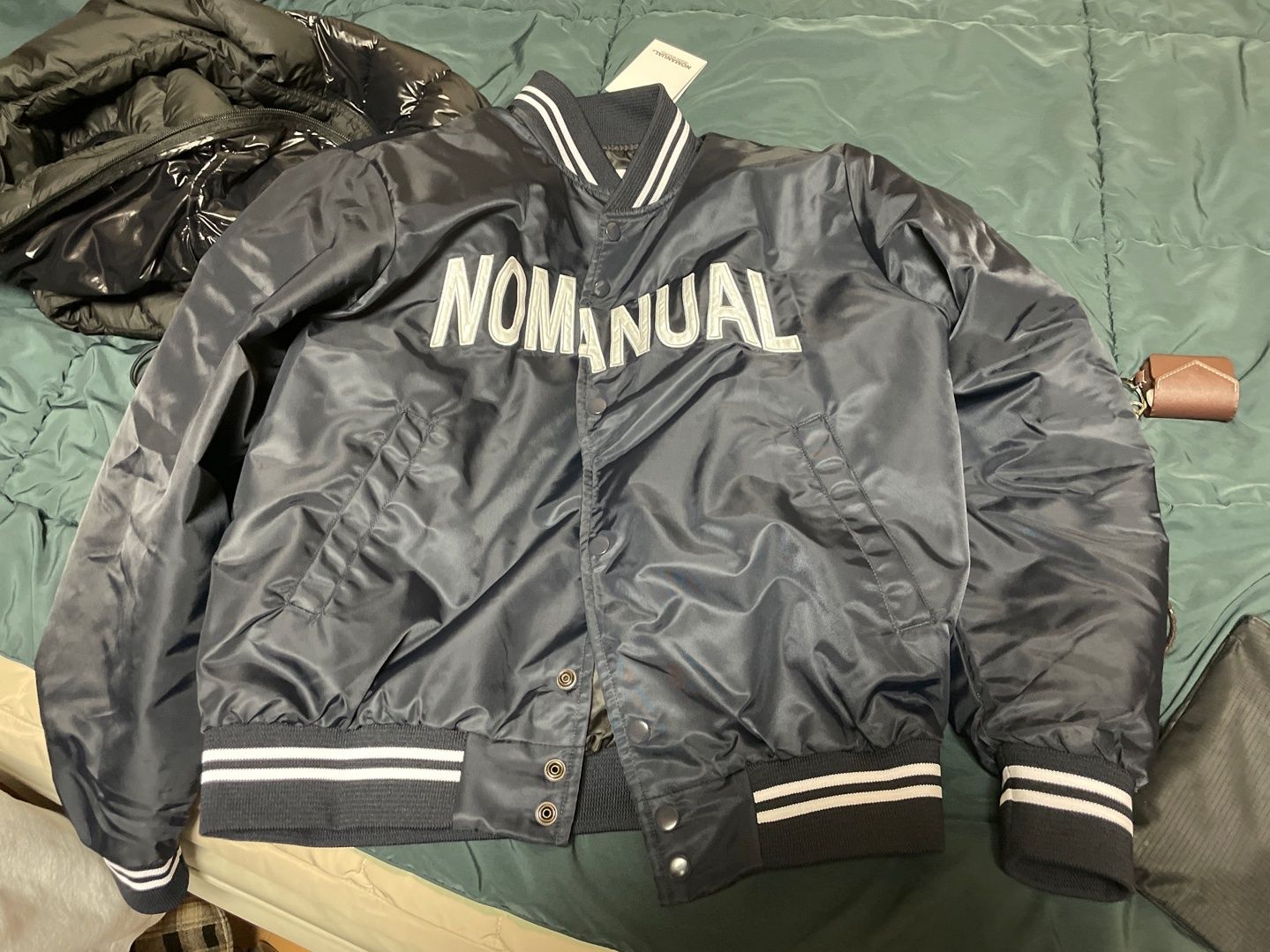 ★NOMANUAL★ARCH LOGO VARSITY JACKET ARCH LOGO VARSITY JACKET - BLACK - nomanual | 60% - Asian