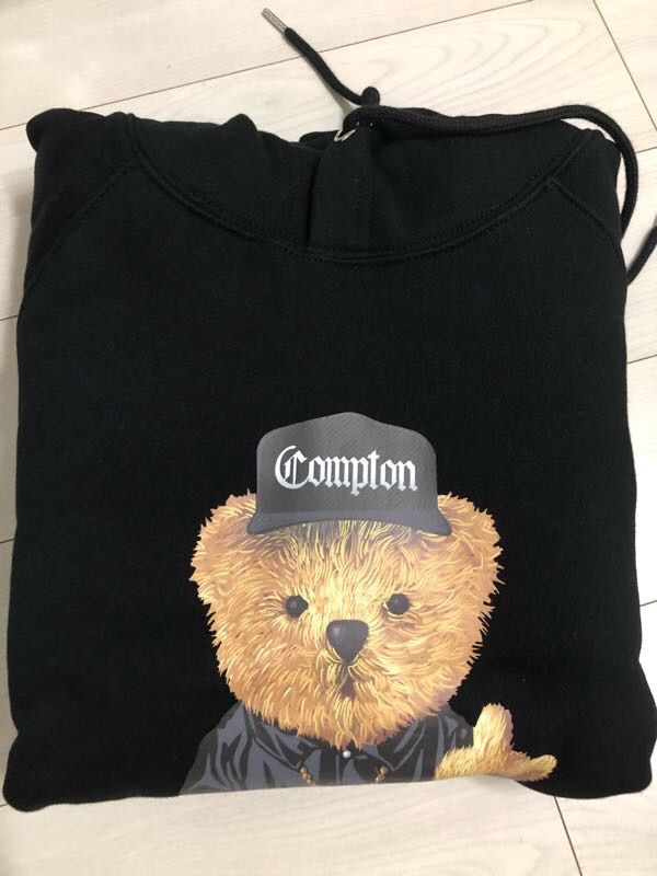 MUSINSA | STIGMA COMPTON BEAR HOODIE BLACK