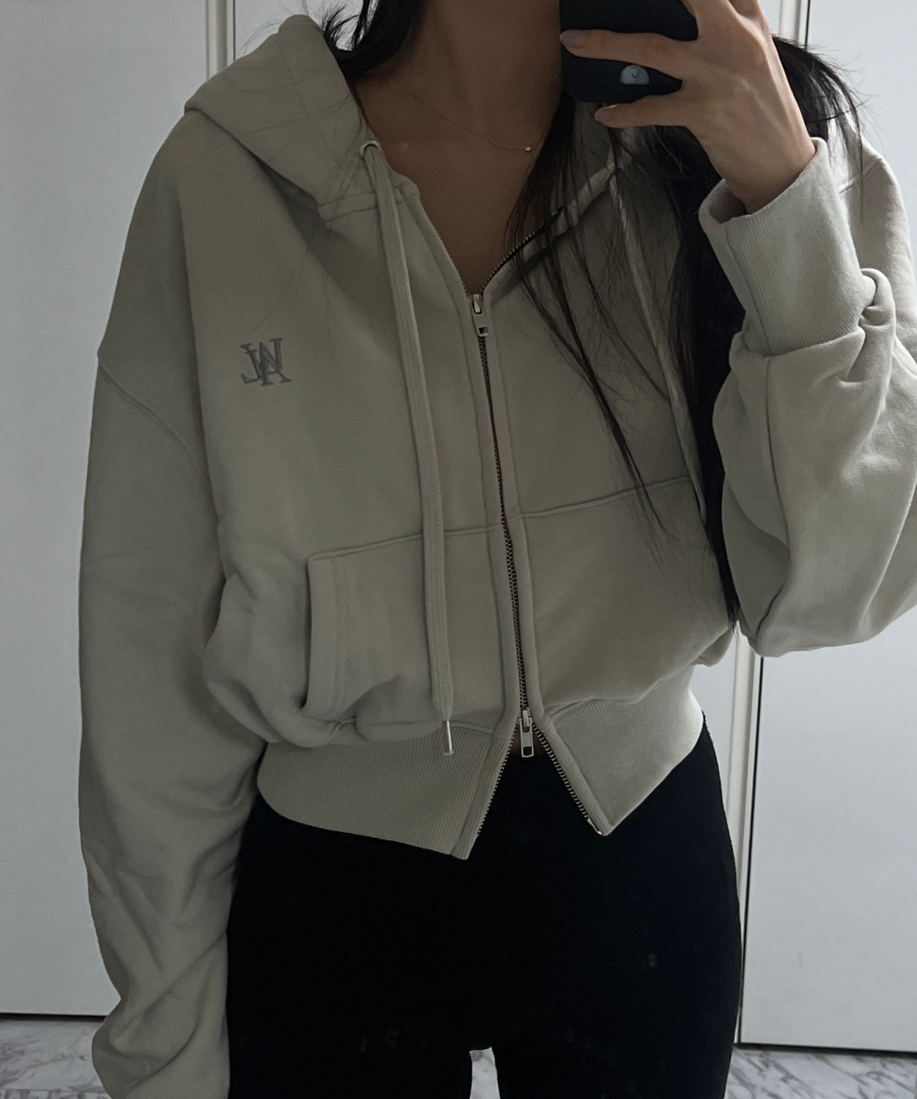 [WOOALONG]23FW★Signature crop hood zip-up Wooalong] Signature Crop Hood Zip Up (4 Color) *LIMITED TIME