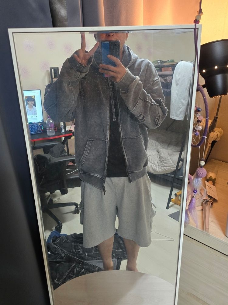 アウターその他 XTONZ XTT065 Carpenter Damage Two-Way Hood Zip-Up CHARCOAL X MUSINSA | XTONZ XTT065 Carpenter Damage Two-Way Hood Zip-Up