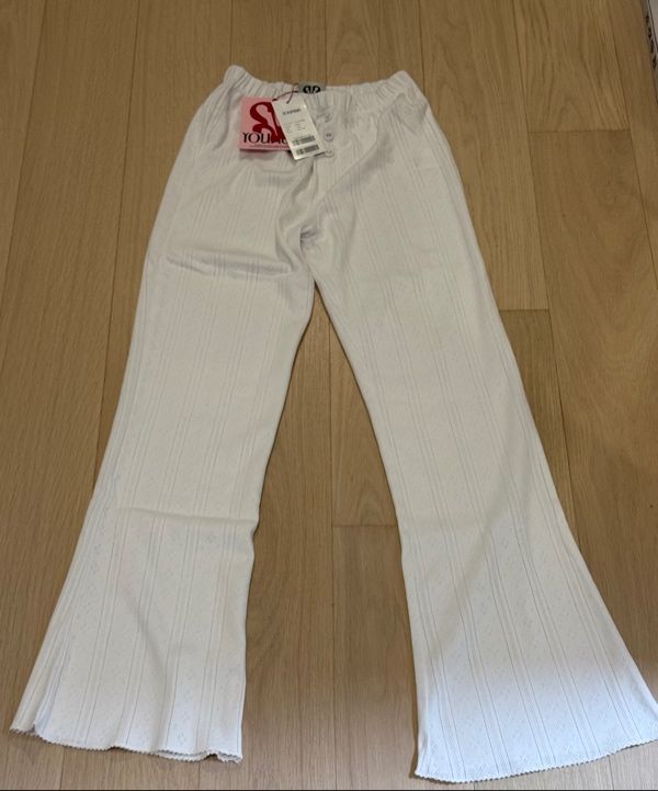 MUSINSA | YOUHEE EYELET BOOTSCUT PANTS WHITE