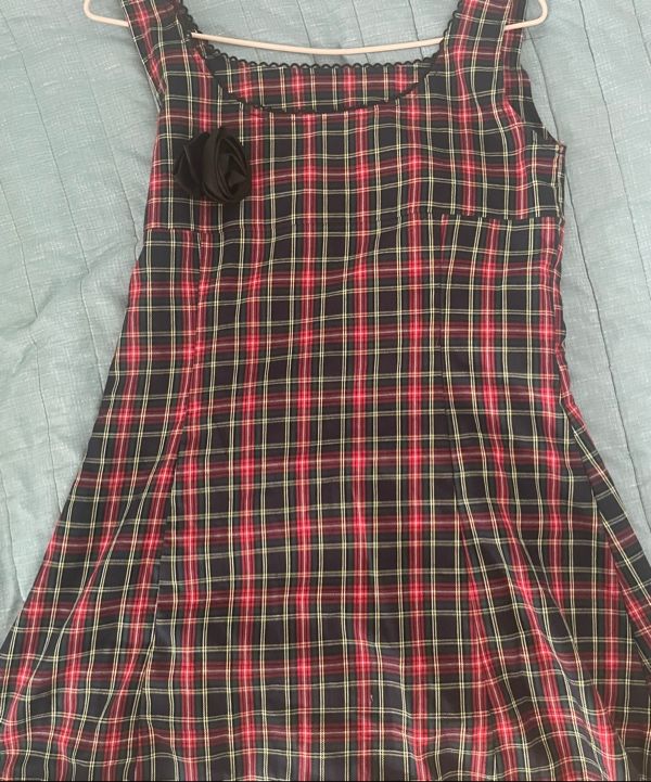 MUSINSA | YOUHEE CHECK SLEVELESS DRESS NAVY