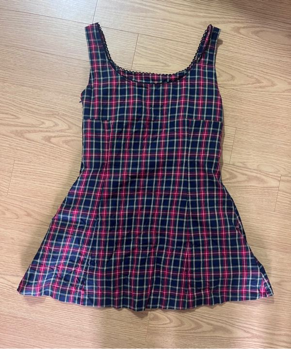 【YOUHEE】CHECK SLEVELESS DRESS NAVY MUSINSA | YOUHEE CHECK SLEVELESS DRESS NAVY
