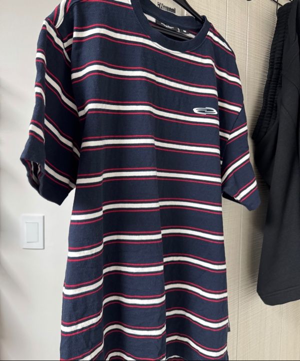 MUSINSA | OPENING PROJECT Small Logo Multi Stripe T Shirt