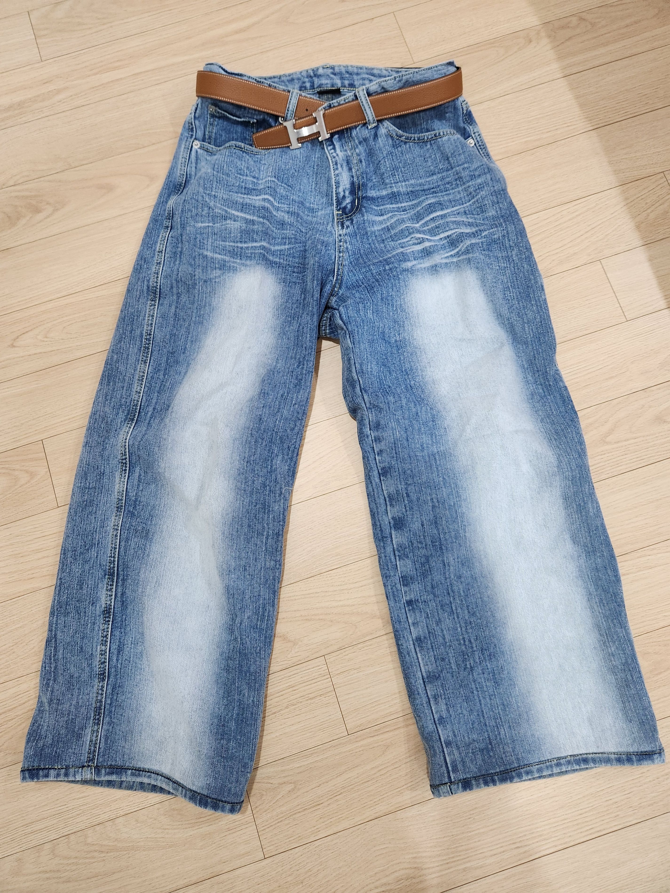 ★TRILLION★ Rain Slub Front Washed Wide Denim Pants BLEACH MUSINSA | TRILLION Rain Slub Front Washing Wide Denim Pants