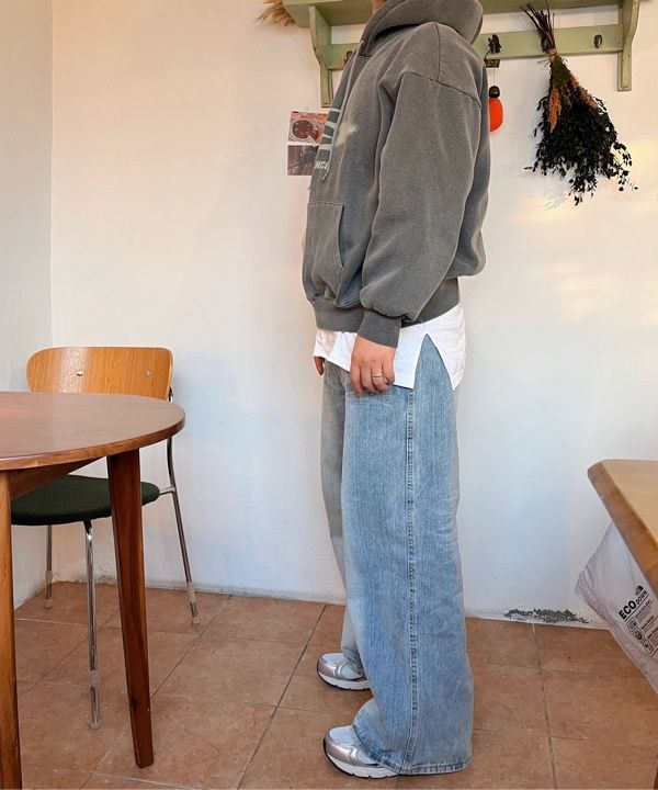 ★TRILLION★ Rain Slub Front Washed Wide Denim Pants BLEACH MUSINSA | TRILLION Rain Slub Front Washing Wide Denim Pants
