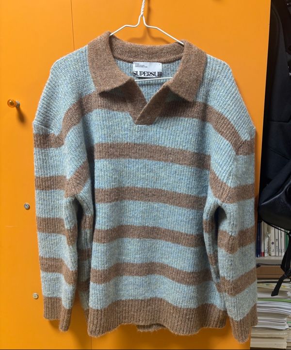 ★SUPERSUB★ Striped collar knit baby blue EG STRIPE COLLAR KNIT - BABY BLUE - SUPERSUB | 60% - Asian
