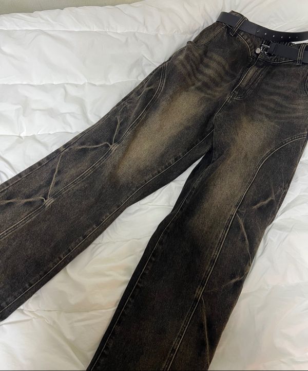 MUSINSA | XTONZ XP238 Vintage Washed Domingo Denim Pants (BLACK)