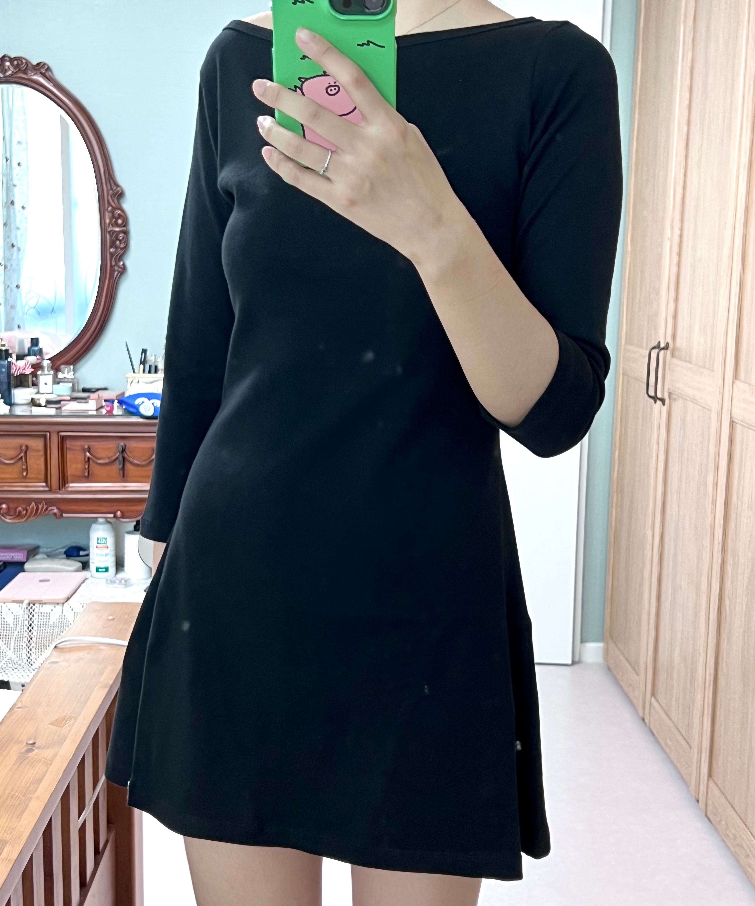MUSINSA | GLOWNY 3/4 G COMFORT DRESS (BLACK)