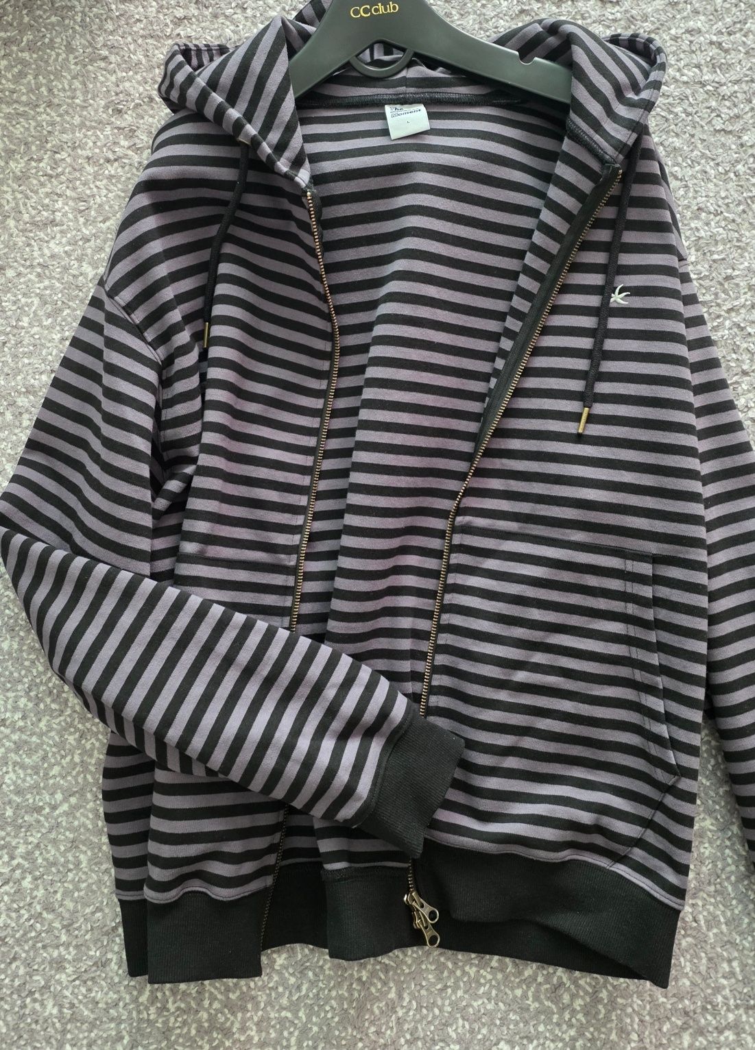 MUSINSA | THE COLDEST MOMENT TCM stripe hooded zip-up (charcoal/black)
