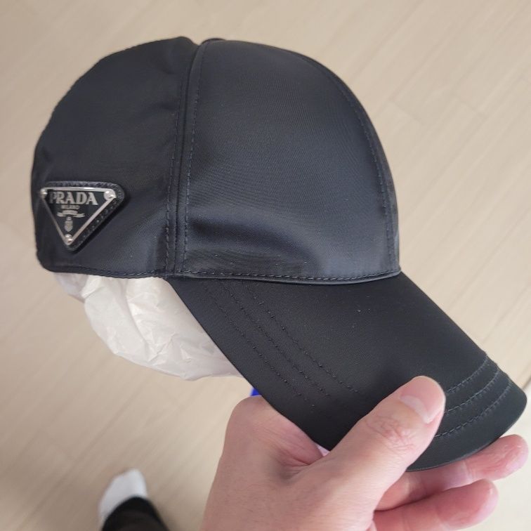 MUSINSA | PRADA Side Triangle Logo Re-Nylon Ball Cap - Black