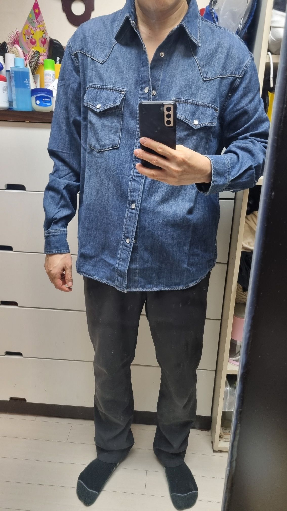 MUSINSA | MUSINSA STANDARD Denim Western Shirt [Black]