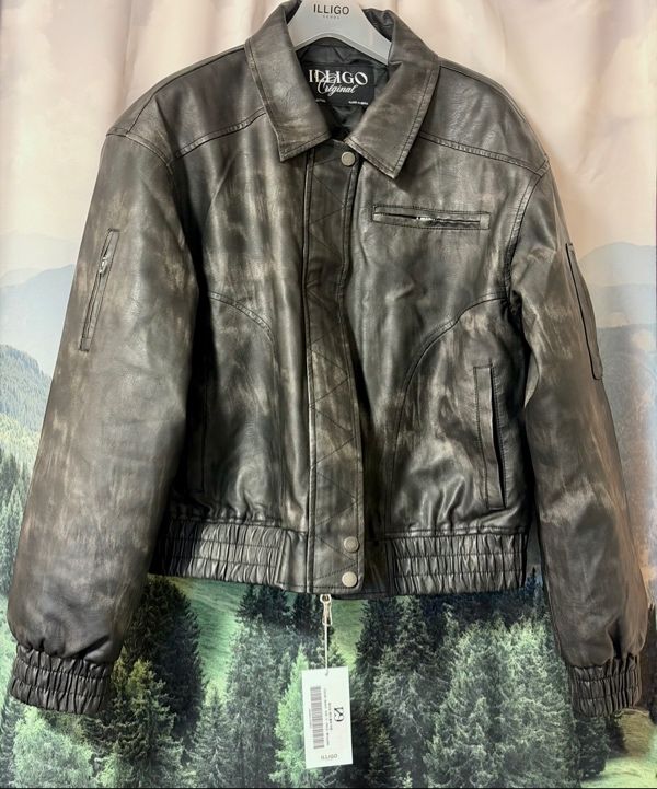 ILLIGO ウォッシュドレザーボンバージャケット 黒 ブラックレザージャケット/ウォッシュドレザーボンバージャケット