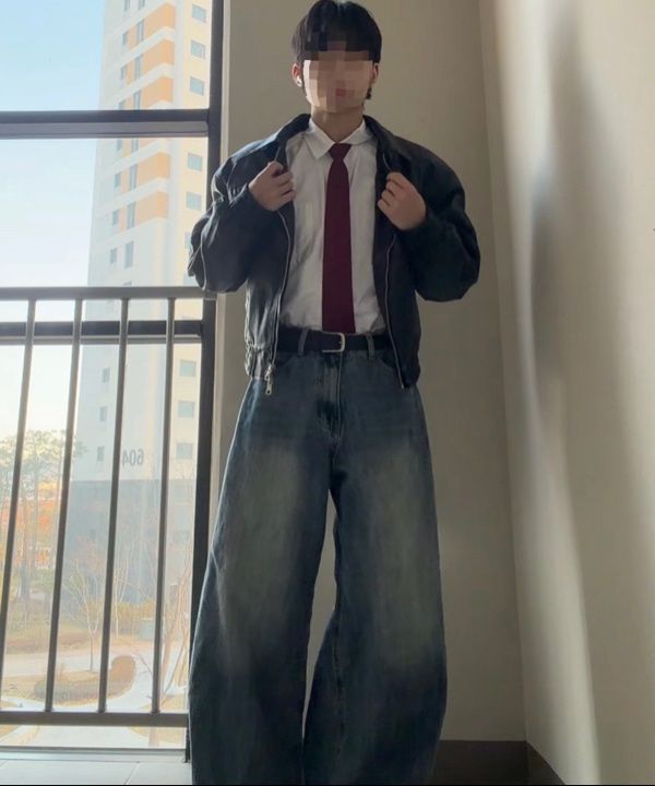 MUSINSA公式 | ILLIGO ウォッシュドレザーボンバージャケットブラック