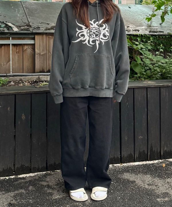 MUSINSA | MAHAGRID TRIBAL ECLIPSE PIGMENT HOODIE CHARCOAL