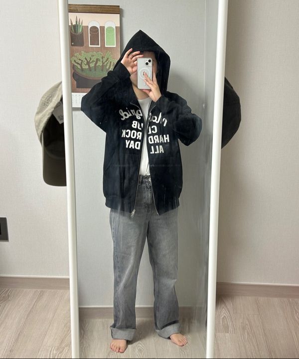 【mahagrid】24FW★ ALL DAY ZIP UP HOODIE BUTTERFLY APPLIQUE HOOD ZIP-UP[BLACK] - MAHAGRID