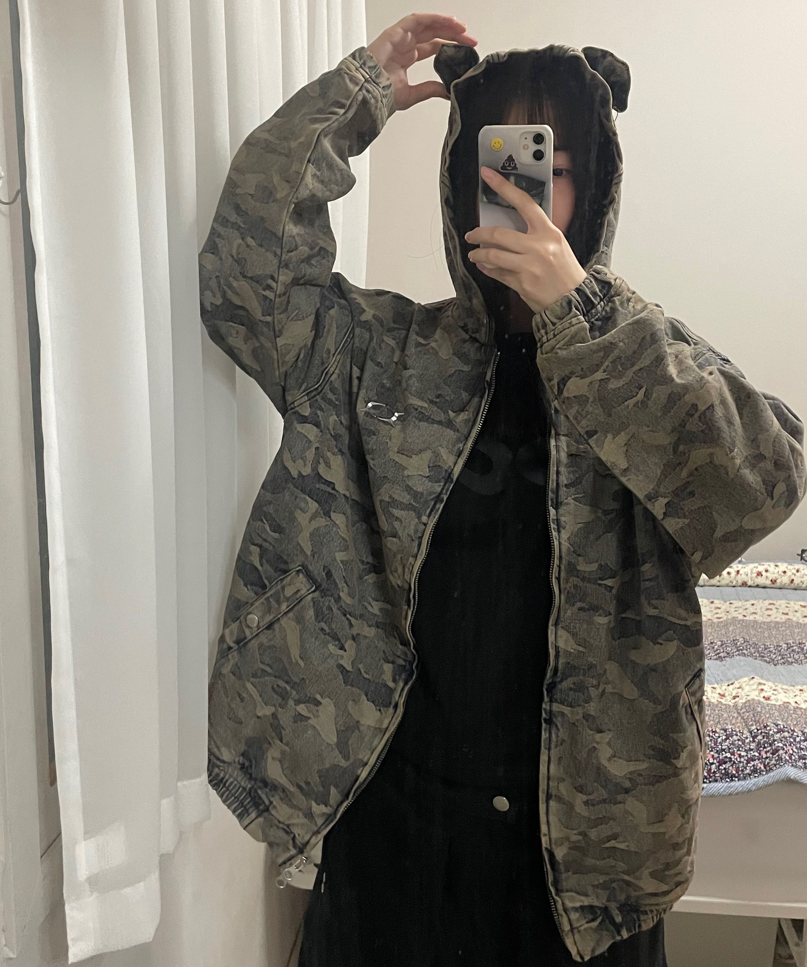 MUSINSA | CRITIC DEVIL EARS CAMO WASHING SET UP DENIM HOODY