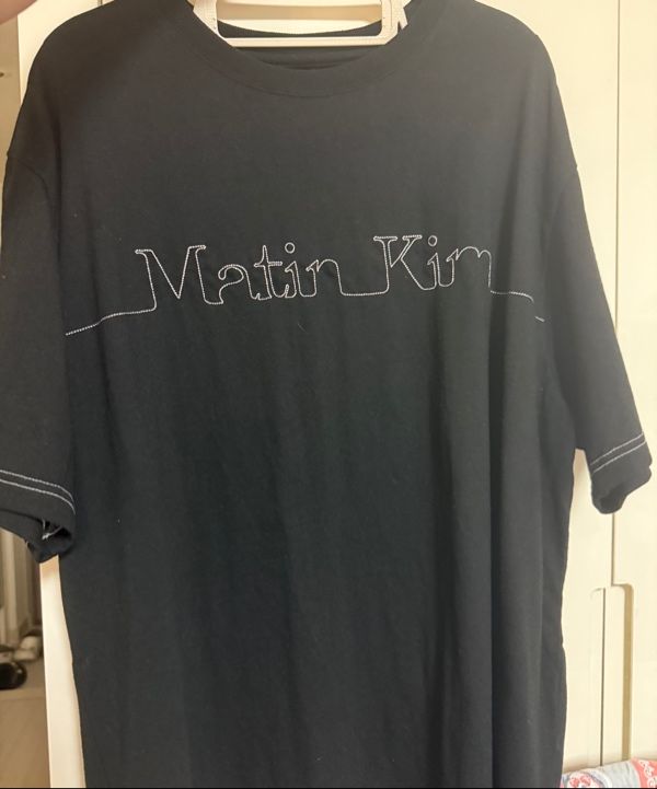 MUSINSA | MATIN KIM MATIN EDGE STITCH LOGO TOP IN WHITE