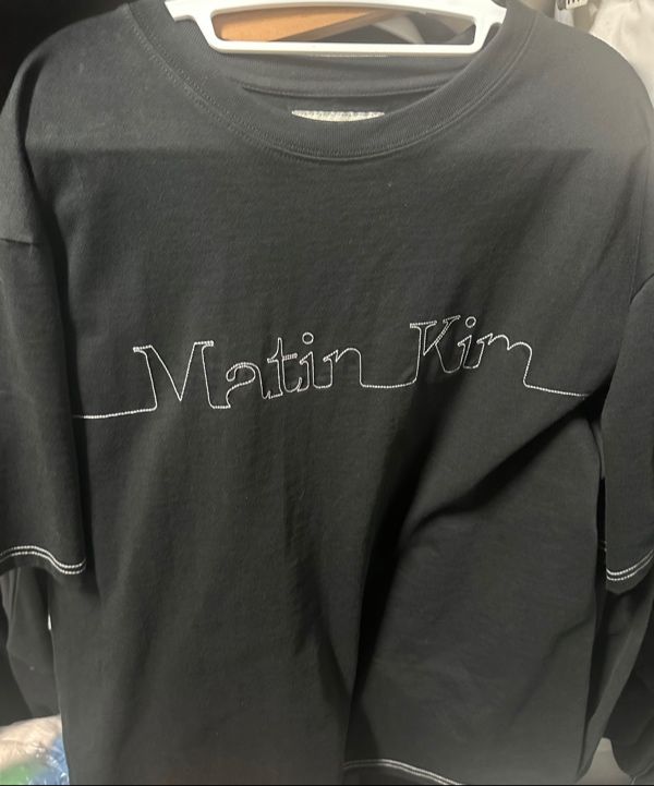 MUSINSA | MATIN KIM MATIN EDGE STITCH LOGO TOP IN BLACK