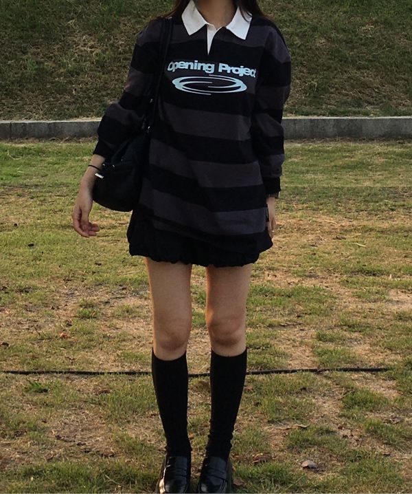 MUSINSA公式 | OPENING PROJECT Identity Stripe Collar T Shirt