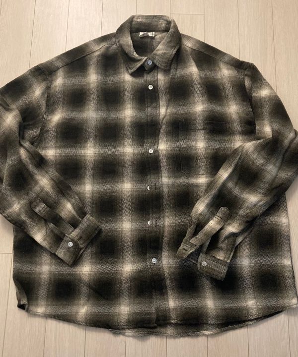 MUSINSA | PARTIMENTO VTG Washed Flannel Ombre Check Shirt Black