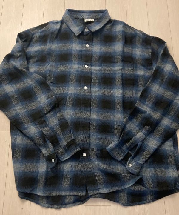 ★PARTIMENTO★ VTG Washed Flannel Ombre Check Shirts Black PARTIMENTO