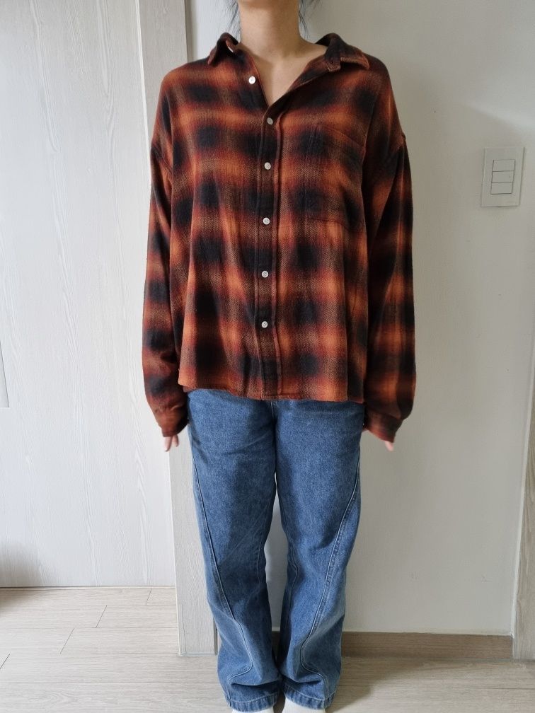 MUSINSA | PARTIMENTO VTG Washed Flannel Ombre Check Shirt Black
