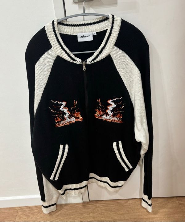 MUSINSA公式 | XTONZ XTK095 Hot Rod Souvenir Knit Zip-up (BLACK)