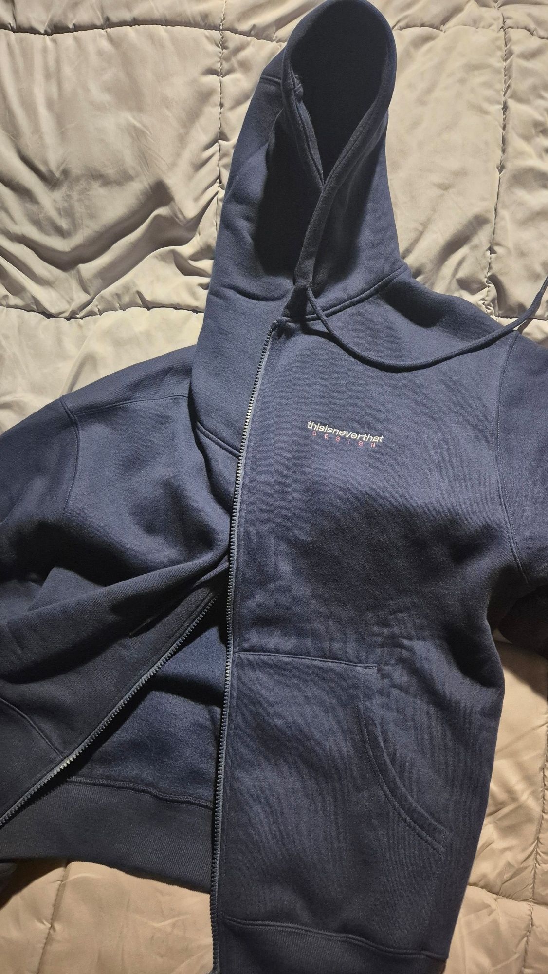 MUSINSA | thisisneverthat DSN-Logo Zip Up Hoodie Navy