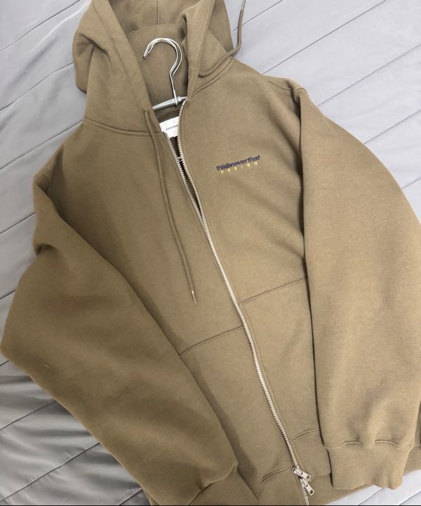 MUSINSA | thisisneverthat DSN-Logo Zip Up Hoodie Brown