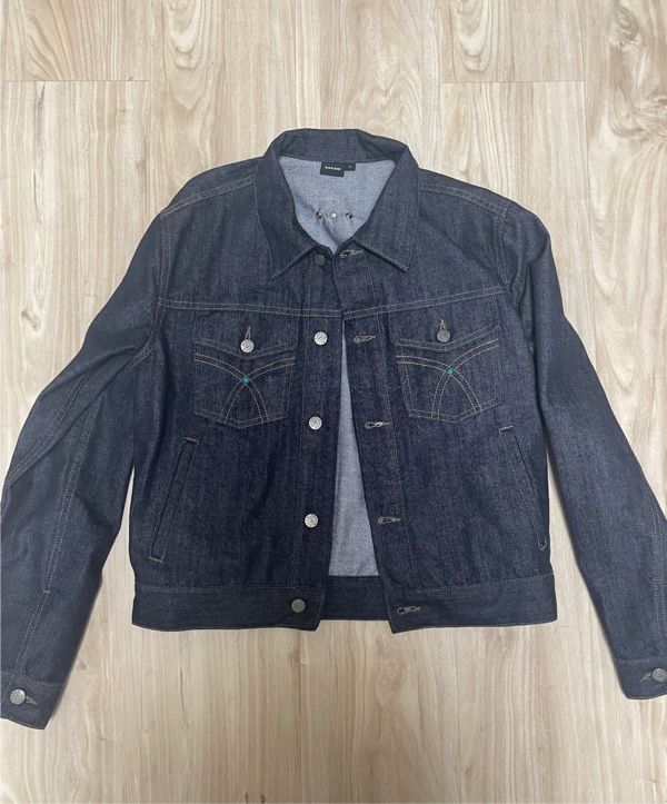 MUSINSA | AAKAM Western Studded Denim Jacket (Dark Blue)
