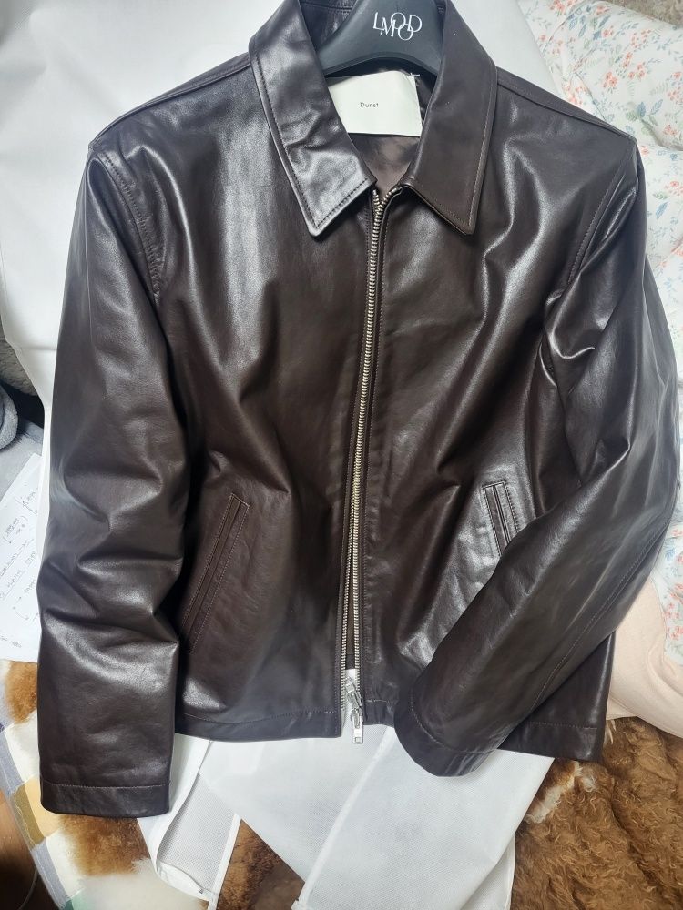 MUSINSA | DUNST CALF SKIN COLLARED BLOUSON JACKET