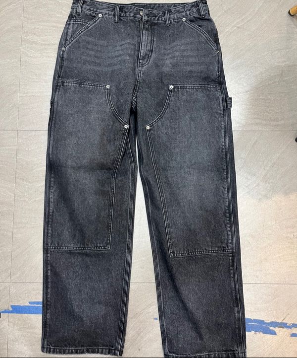 MUSINSA | MAHAGRID DOUBLE KNEE DENIM PANT BLACK(MG2EFMD112A)