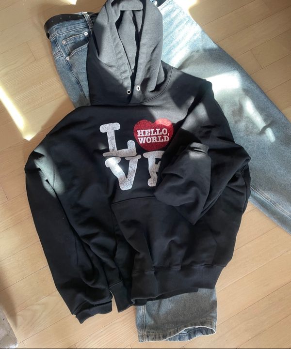 MUSINSA公式 | MIMTHEWARDROBE ヘローワールド LOVE フードパーカー_