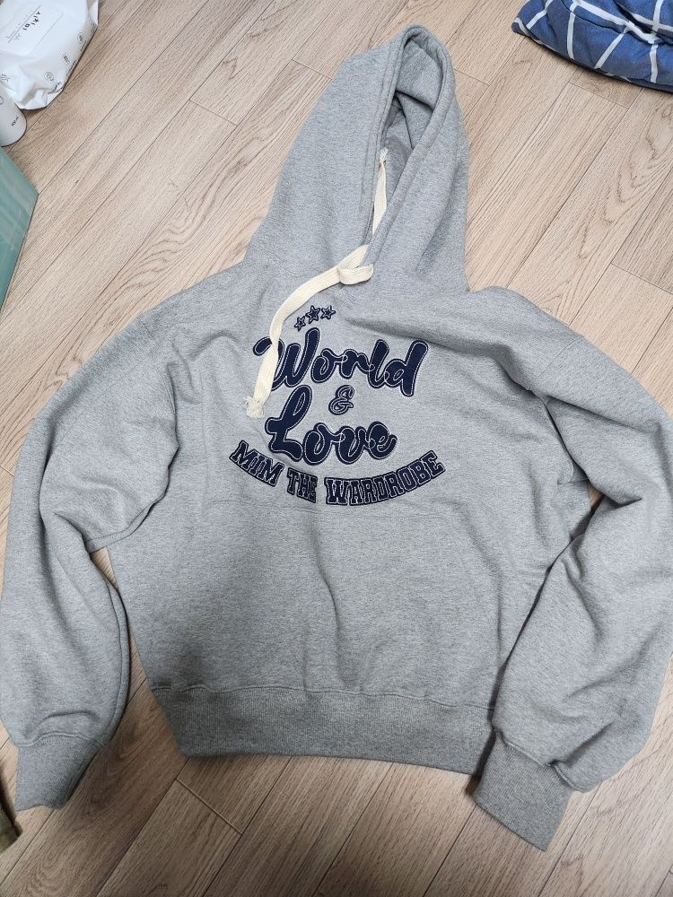 MUSINSA | MIMTHEWARDROBE World & Love Applique Hoodie_Gray