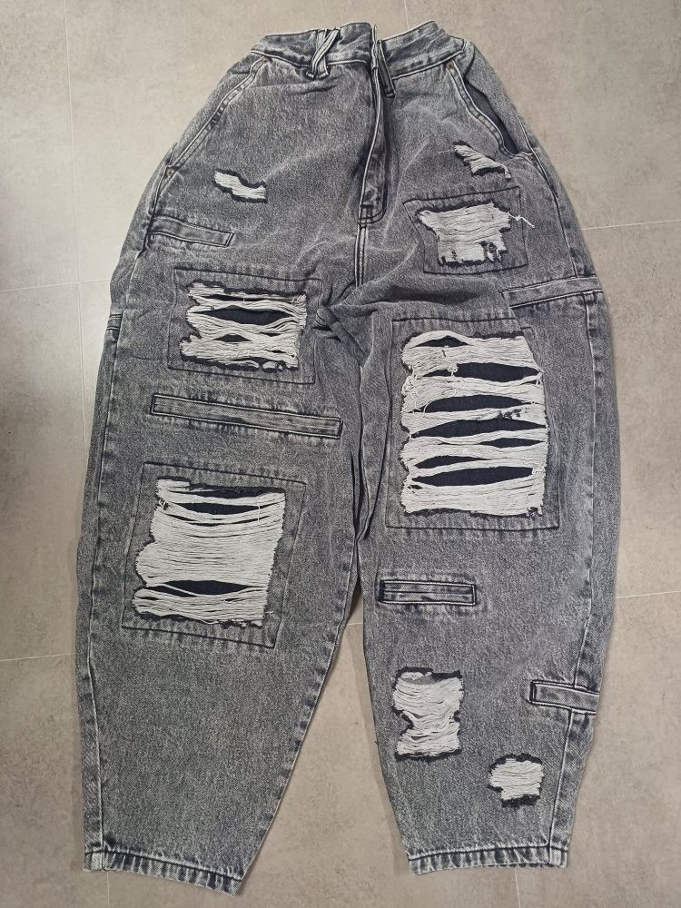パンツ XTONZ XP251 Multi-Pocket Damage Big Wide Denim Pants GRAY XP MUSINSA公式 | XTONZ XP251 Multi Pocket Damage Big Wide Denim