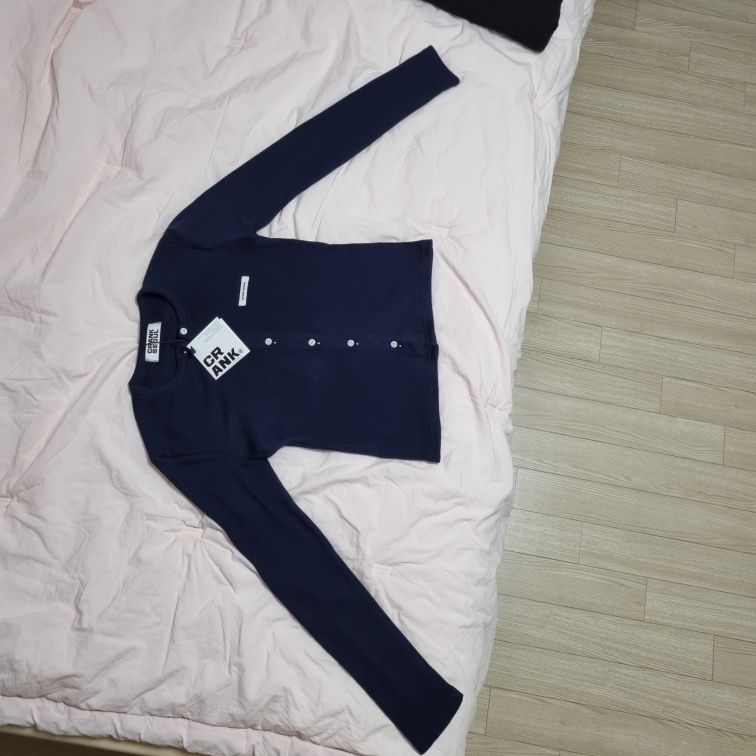 MUSINSA公式 | CRANK ニットスタッドボタンカーディガン_ネイビー